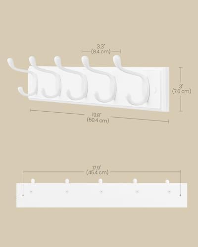 SONGMICS Wall-Mounted Coat Rack, 5 Dual Metal Hooks - Image 6