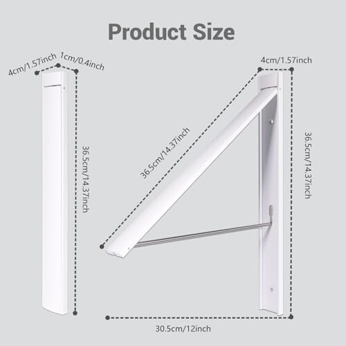 Wall Mounted Folding Clothes Drying Rack, Pearl White - Image 7