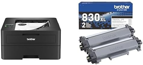 Brother HLL2460DW Printer and TN830XL 2-Pack Black High Yield Toner by Brother