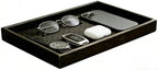 Wooden Valet Tray with Leather Base by Quilive