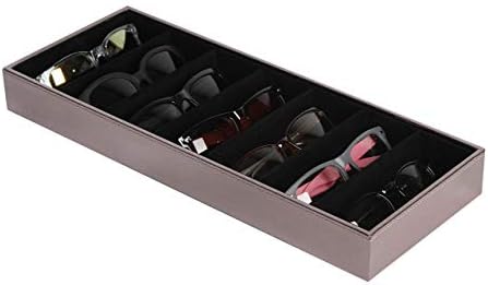 J JACKCUBE DESIGN 7 Slot Sunglasses Organizer, Leather Eyeglass Storage Tray Box - Image 4