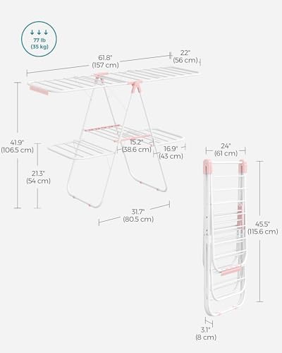 SONGMICS Clothes Drying Rack, Foldable 2-Level Stee Laundry Drying Rack - Image 6