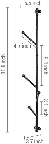 MyGift Wall Mounted Matte Black Metal 6-Hook Entryway Coat Hanger and Hat Tree - Image 5