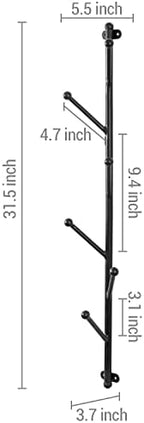 MyGift Wall Mounted Matte Black Metal 6-Hook Entryway Coat Hanger and Hat Tree - Image 5