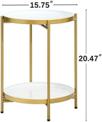 2-Tier Round End Side Table, Small Metal Side Table - Image 3