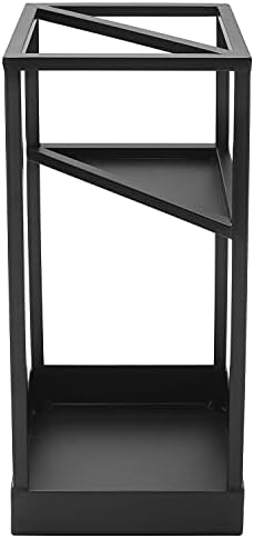 MyGift 20 Inch Tall Black Metal Geometric Umbrella Stand - Image 6