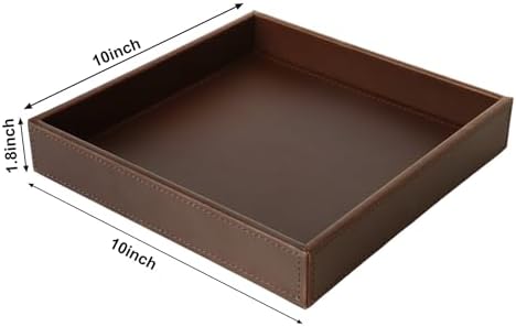 HofferRuffer Faux Leather Vanity Tray, Elegant Desktop Storage Organizer - Image 2