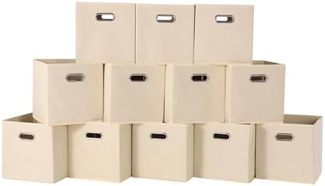 Foldable cube storage bins, Fabric Storage Box Cubes Organizer Baskets by HEAYEEG