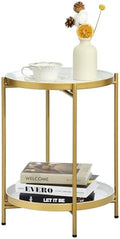 2-Tier Round End Side Table, Small Metal Side Table by MordchilHF