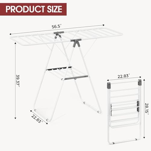 APEXCHASER Foldable Clothes Drying Rack, Adjustable Gullwings Space-Saving - Image 2