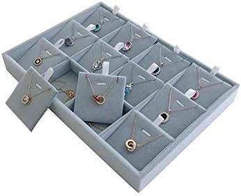 Premium Quality Grey Velvet Stackable Organizer Tray Pendant Necklace Jewelry - Image 2