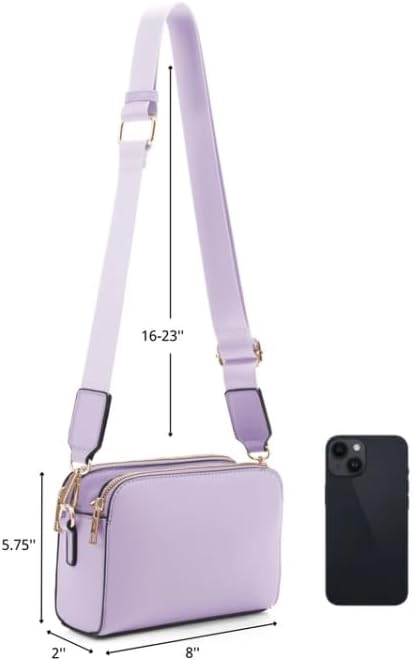 EVVE Crossbody Bags for Women Trendy Triple Zip Small Crossbody Camera Bag Purse - Image 5