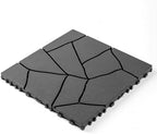 44 Pack Gray 12x12 Stone Style Interlocking Plastic Deck Tiles, DIY Snap by JIATULUNVO
