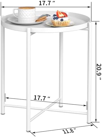 EKNITEY End Table, Folding Metal Side Table Waterproof Small Coffee Table Sofa - Image 3