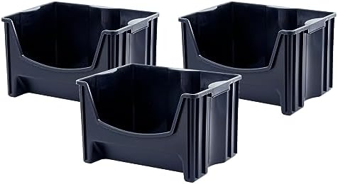 Mighty Tuff Jumbo Stackable Storage Bins, Easy-Access Storage, Large by MightyTuff