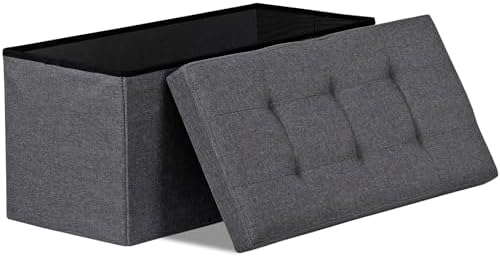 SUPER DEAL Storage Ottoman Bench, 30 Inches Folding Storage Chest Padded Seat by Superdeal