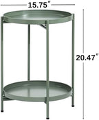 2-Tier Round End Side Table, Small Metal Side Table - Image 3
