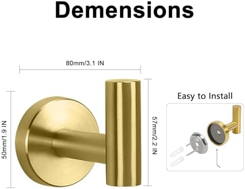 NearMoon Bath Towel Hooks- SUS 304 Stainless Steel Robe Hook Holder, Heavy Duty - Image 5