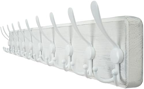 WEBI Coat Rack Wall Mount White, 38 9/16" Long Coat Hooks Wall Mounted by WEBI