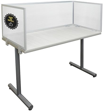 OBEX Polycarbonate Office Desk Mounted Privacy Screen Adjustable Table Top Panel Divider, Universal Aluminum Bracket-USA Made, 24" x 60", Translucent