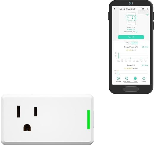 YoLink Smart Energy Plug 15A – 1/4 Mile LoRa Range, High-Power Devices by YoLink