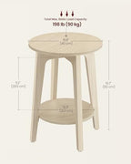 VASAGLE Round Side Table with Lower Shelf, End Table - Image 3