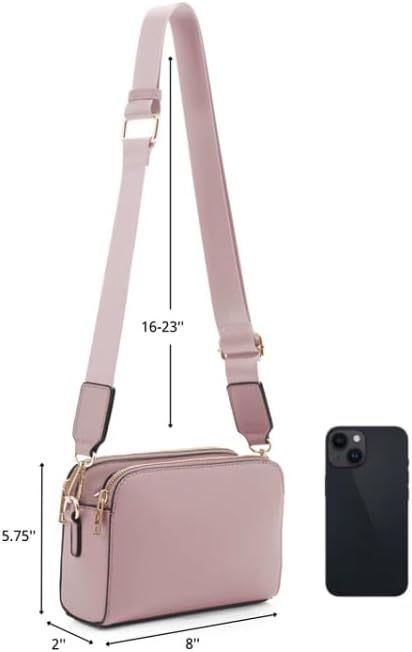 EVVE Crossbody Bags for Women Trendy Triple Zip Small Crossbody Camera Bag Purse - Image 5