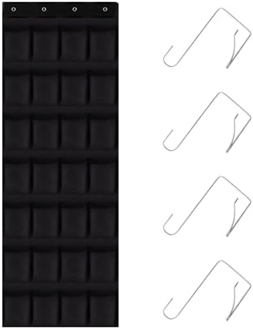 28 Mesh Pockets Hanging Over the Door Shoe Organizer （Black） by Unknown
