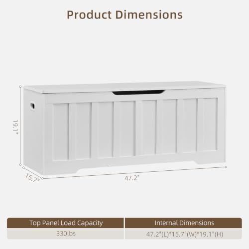 VANKILEY 47.2" Storage Chest Extra Large, Storage Bench. - Image 2