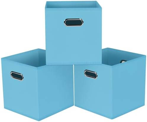 Black Foldable Storage Cubes Bins, Fabric Storage Box Cubes Organizer Baskets by HEAYEEG