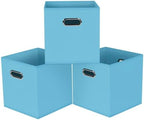 Black Foldable Storage Cubes Bins, Fabric Storage Box Cubes Organizer Baskets by HEAYEEG