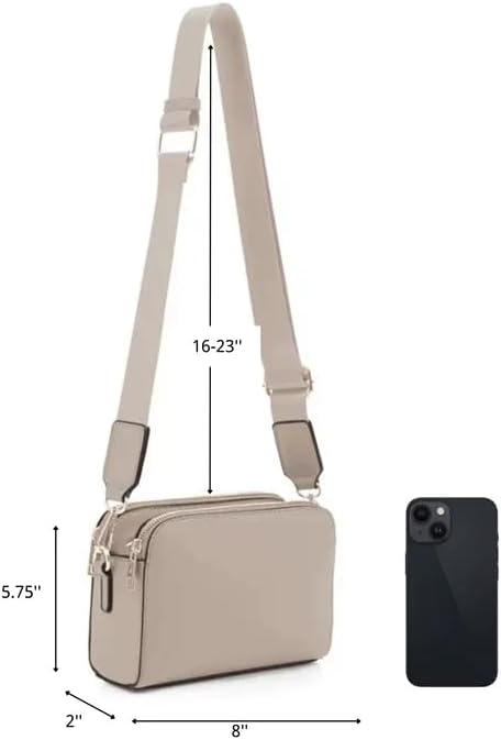 EVVE Crossbody Bags for Women Trendy Triple Zip Small Crossbody Camera Bag Purse - Image 5