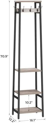 Coat Rack Freestanding with 3 Shelves and 7 Hooks - Image 4