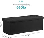 SUPER DEAL 43 Inches Storage Ottoman Bench, Folding Footrest - Image 3