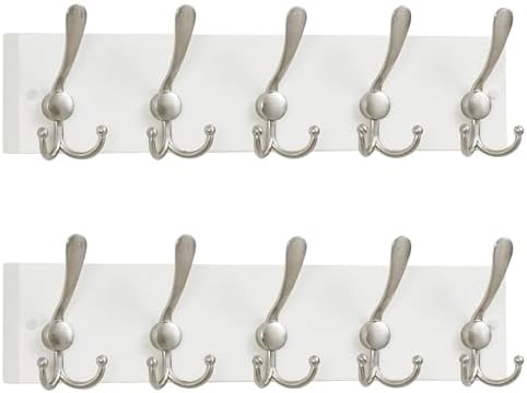 SKOLOO Creations White Solid Wood Wall Mounted Coat Rack, 5 Hooks, 16-7/8" Long by SKOLOO