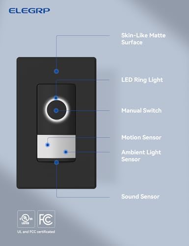 ELEGRP Smart Motion Sensor Switch, 2.4GHz Wi-Fi Single Pole Light Switch Works - Image 2