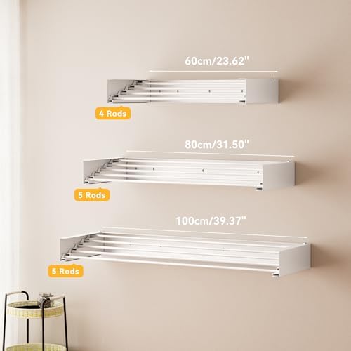 Wall Mounted Drying Rack, 23.6" Retractable Clothes Drying Rack, Heavy Duty - Image 4