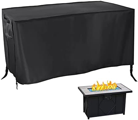 Waterproof Fire Pit Cover Rectangular 52"L x 34"W x 24"H Black by Rilime