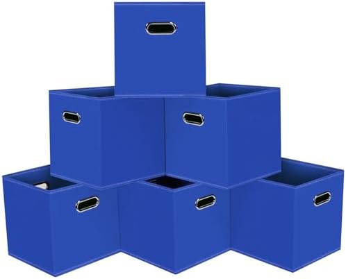 Black Foldable Storage Cubes Bins, Fabric Storage Box Cubes Organizer Baskets by HEAYEEG