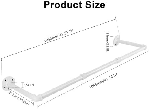 Industrial Iron Pipe Clothes Hanging Bar DIY Wall-Mounted Garment Rack Heavy - Image 2