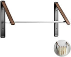 Wall Mounted Retractable Clothes Drying Rack, Walnut Foldable Hanger, Space - Image 2