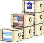 90L Large Storage Bags, 6 Pack Clothes Storage Bins Closet Organizers by BuddingJoy-BuildaJoyfulLifeforYou