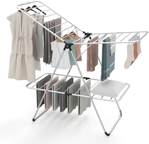 Tangkula Clothes Drying Rack Foldable, 2-Level Heavy-Duty Aluminum Laundry by TANGKULA