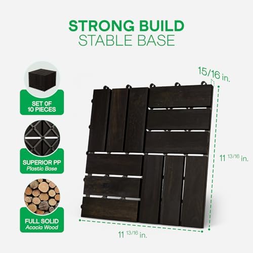 IDZO Interlocking Acacia Deck Tiles 9.6 SQFT - Image 2