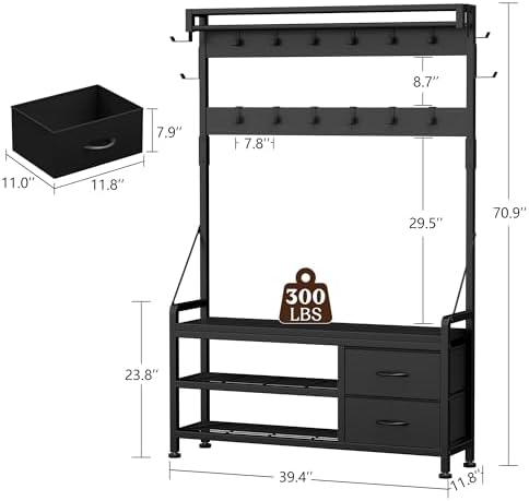 Lulive Coat Rack, 39.4” Hall Tree - Image 5