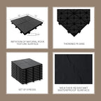 JJWOOD Stone-Look Interlocking Deck Tiles, Matte Rock Texture Outdoor Floor - Image 4