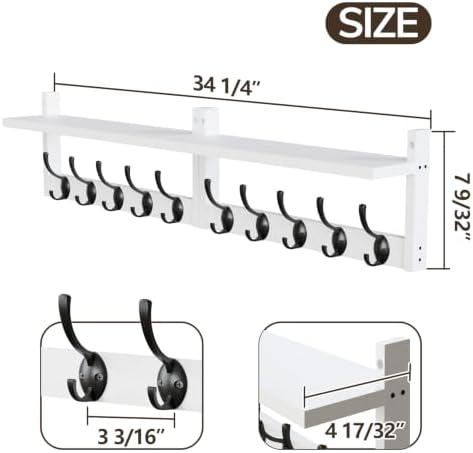 AMBIRD 34.2" L Wooden Wall Coat Hooks - Image 6