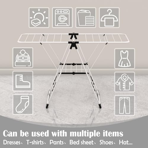 Maomo Foldable Clothes Drying Rack, Double-Sided Gullwing Laundry Drying Stand - Image 5