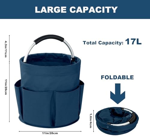 Cleaning Caddy with Handle, 17L Foldable Cleaning Supplies Organizer, Portable - Image 4