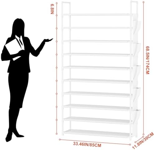 LUKYTOWER Sturdy Tall Shoe Rack 10 Tier Stackable Shoes Organizer - Image 3